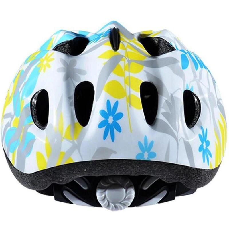 Casque Enfant Garçons Filles - Fleurs Blanc Bleu Jaune - Petit – Image 3