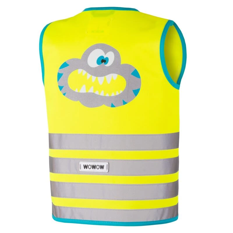 GILET DE SECURITE VELO ENFANT HAUTE VISIBILITÉ WOWOW CRAZY MONSTER JAUNE – Image 2