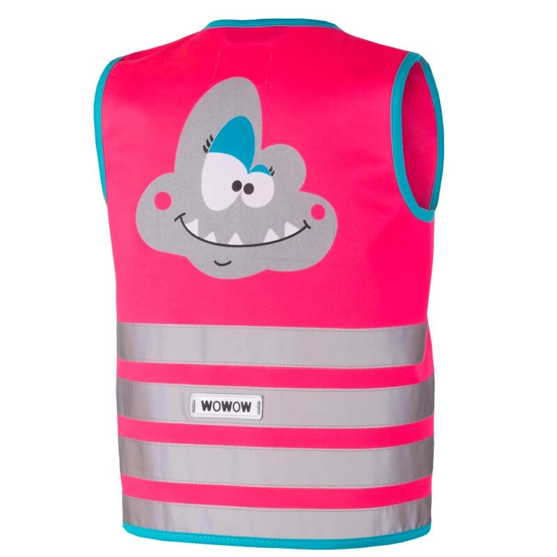 GILET DE SECURITE VELO ENFANT HAUTE VISIBILITÉ WOWOW CRAZY MONSTER ROSE – Image 2