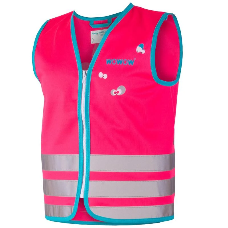 GILET DE SECURITE VELO ENFANT HAUTE VISIBILITÉ WOWOW CRAZY MONSTER ROSE